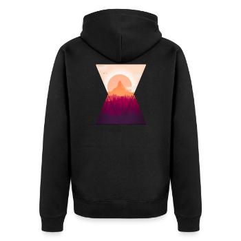 Wald - Unisex Premium Bio Zip Hoodie - Schwarz - Hinten - Nico (187cm)