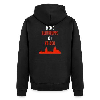 MEINE BLUTGRUPPE IST KÖLSCH - Unisex Premium Bio Zip Hoodie - Schwarz - Hinten - Nico (187cm)