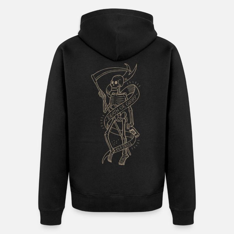 Altes Schädelgold - Unisex Premium Bio Zip Hoodie - Schwarz