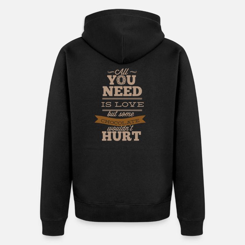 Schokolade - Unisex Premium Bio Zip Hoodie - Schwarz