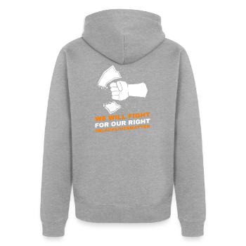 NOUS LUTTERONS POUR NOTRE DROIT #BlackLivesMatter - Veste à capuche bio Premium Unisexe - gris chiné - Dos - Nico (187cm)