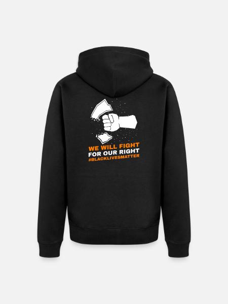 NOUS LUTTERONS POUR NOTRE DROIT #BlackLivesMatter - Premium økologisk unisex-hættejakke - sort