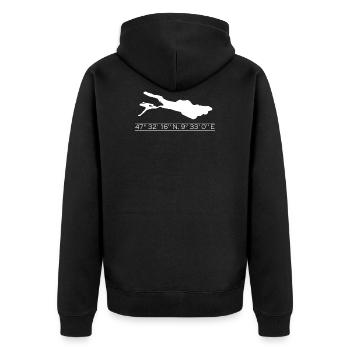 Lake Constance | Coordinates | white - Unisex Premium Organic Zip Hoodie - black - Back - Nico (187cm)