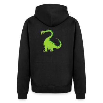 Green Diplodocus - Cute Dinosaur - Unisex Premium Organic Zip Hoodie - black - Back - Nico (187cm)