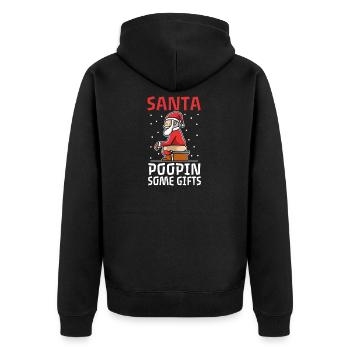 Der Weihnachtsmann in zivil - Unisex Premium Bio Zip Hoodie - Schwarz - Hinten - Nico (187cm)