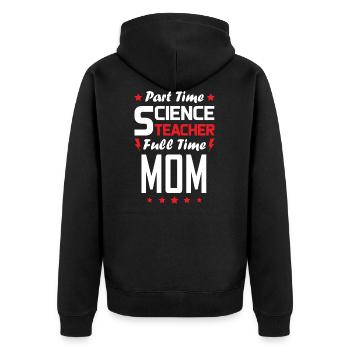 Science Mom - Unisex Premium Bio Zip Hoodie - Schwarz - Hinten - Nico (187cm)