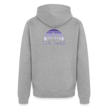 New YorkEr Horizont - Unisex Premium Bio Zip Hoodie - Grau meliert - Hinten - Nico (187cm)