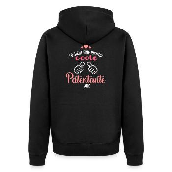 Patentante - Unisex Premium Bio Zip Hoodie - Schwarz - Hinten - Nico (187cm)