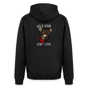 Wild Hair Don't Care Chinesischer Schopfhund - Unisex Premium Bio Zip Hoodie - Schwarz - Hinten - Nico (187cm)
