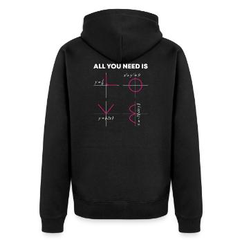 Alles was Sie brauchen ist Mathe - Unisex Premium Bio Zip Hoodie - Schwarz - Hinten - Nico (187cm)