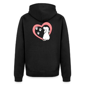 Coeur pattes de chien amoureux des chiens chien - Veste à capuche bio Premium Unisexe - noir - Dos - Nico (187cm)