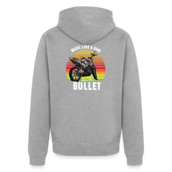 Motard - Veste à capuche bio Premium Unisexe - gris chiné - Dos - Nico (187cm)