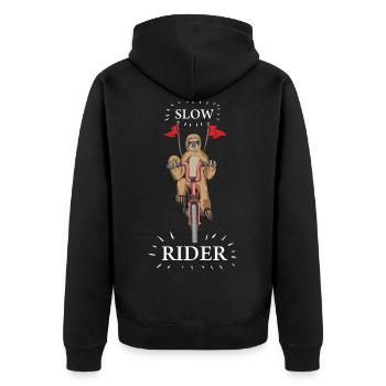 Faultier Slow Rider Radfahrer & Sportler Fahrrad - Unisex Premium Bio Zip Hoodie - Schwarz - Hinten - Nico (187cm)