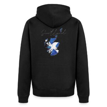 Scotland Flag in Scotland Map EN - Unisex Premium Organic Zip Hoodie - black - Back - Nico (187cm)