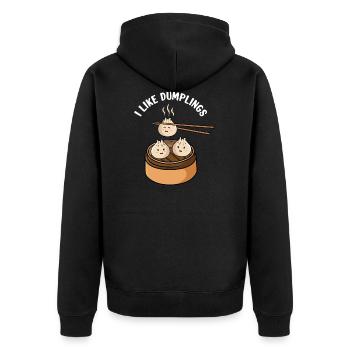 Dumplings Dim Sum - Unisex Premium Bio Zip Hoodie - Schwarz - Hinten - Nico (187cm)