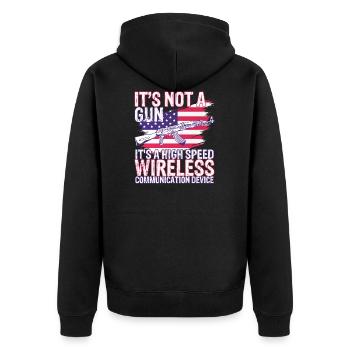 Funny Gun Humor High-Speed Wireless Giftid - Unisex Premium Organic Zip Hoodie - black - Back - Nico (187cm)