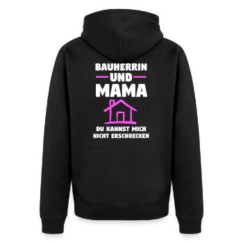 Bauherrin Mama Bauherr Richtfest Geschenk - Unisex Premium Bio Zip Hoodie - Schwarz - Hinten - Nico (187cm)