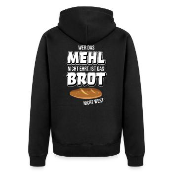 Bäcker Brot backen Mehl Bäckerin lustiger Spruch - Unisex Premium Bio Zip Hoodie - Schwarz - Hinten - Nico (187cm)