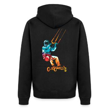 Kite landboarding - Unisex Premium Bio Zip Hoodie - Schwarz - Hinten - Nico (187cm)