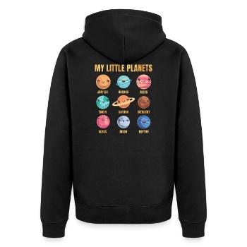 Solar System - Cute Planets - Planet - Galaxy - Unisex Premium Bio Zip Hoodie - Schwarz - Hinten - Nico (187cm)