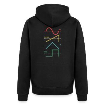 Vintage Analog Synthesizer Techno Waveform - Synth - Unisex Premium Bio Zip Hoodie - Schwarz - Hinten - Nico (187cm)