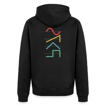 Vintage Analog Synthesizer Techno Waveform - Synth - Unisex Premium Bio Zip Hoodie - Schwarz - Hinten - Nico (187cm)