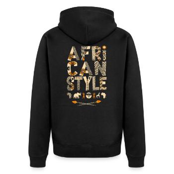 African style - mode motif africain, Afrique - Veste à capuche bio Premium Unisexe - noir - Dos - Nico (187cm)