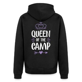 queen camp - Unisex Premium Bio Zip Hoodie - Schwarz - Hinten - Nico (187cm)