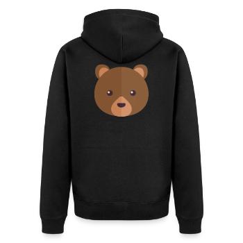 Bear Face - Unisex Premium Organic Zip Hoodie - black - Back - Nico (187cm)