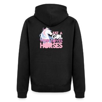 Just A Girl Who Loves Horses - Unisex Premium Bio Zip Hoodie - Schwarz - Hinten - Nico (187cm)
