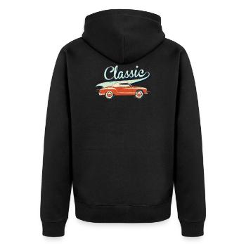 Classic Car USA - Unisex Premium Organic Zip Hoodie - black - Back - Nico (187cm)