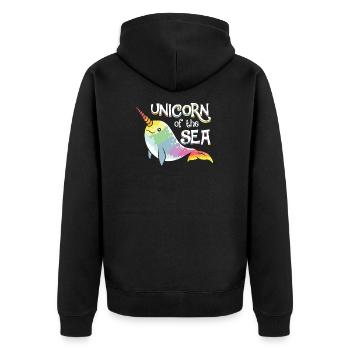 Narwhal - Unicorns of the Sea - Beach Summer Art - Unisex Premium Bio Zip Hoodie - Schwarz - Hinten - Nico (187cm)