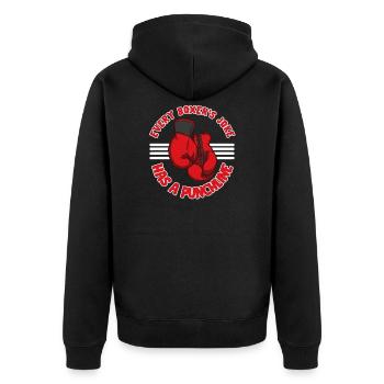 Boxing - Funny Punchline Joke - Gym Apparel - Unisex Premium Organic Zip Hoodie - black - Back - Nico (187cm)