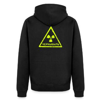 CHERNOBYL RADIATION WARNING ICON - Unisex Premium Organic Zip Hoodie - black - Back - Nico (187cm)