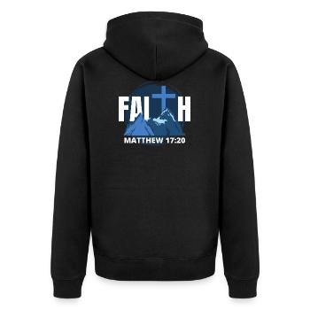 Faith - Christian Gift Idea Faith Mountains - Unisex Premium Organic Zip Hoodie - black - Back - Nico (187cm)