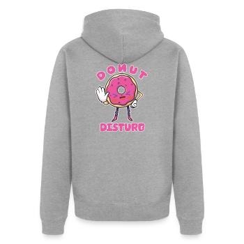 Funny Donut Disturb - Candy And Sweets Lover - - Veste à capuche bio Premium Unisexe - gris chiné - Dos - Nico (187cm)