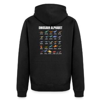 Dinosaur Alphabet - Types Of Dinosaurs - Dino - Unisex Premium Organic Zip Hoodie - black - Back - Nico (187cm)