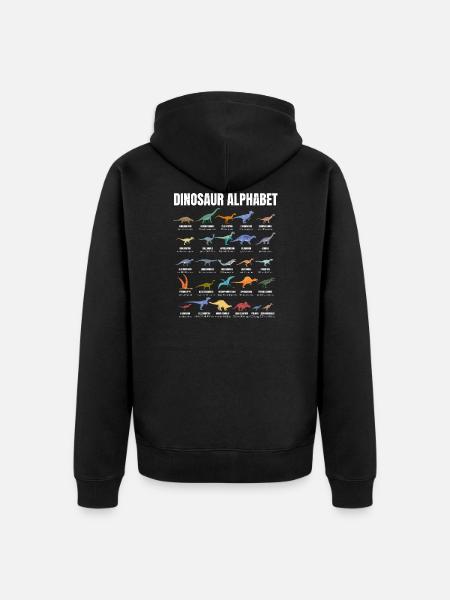 Dinosaur alfabet - typer af dinosaurer - Dino - Premium økologisk unisex-hættejakke - sort
