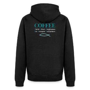 Café Tasse de cadeau chrétien - Veste à capuche bio Premium Unisexe - noir - Dos - Nico (187cm)