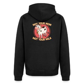 Vegan – Not Your Mom Not Your Milk – Vegetarian - Unisex Premium Organic Zip Hoodie - black - Back - Nico (187cm)