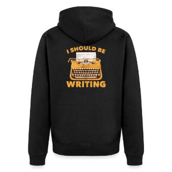 I Should Be Writing - Typewriter School - Veste à capuche bio Premium Unisexe - noir - Dos - Nico (187cm)