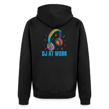 Disc Jockey - DJ At Work - Groovy Funky Vintage - - Unisex Premium Organic Zip Hoodie - black - Back - Nico (187cm)