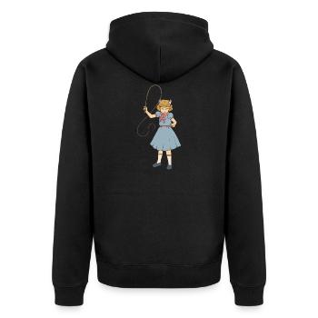 Whip Girl - Clementine - Punk Goth Horror Fan - Unisex Premium Bio Zip Hoodie - Schwarz - Hinten - Nico (187cm)