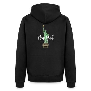 Tourist - Statue of Liberty Iconic - New York - Unisex Premium Bio Zip Hoodie - Schwarz - Hinten - Nico (187cm)