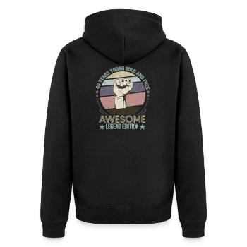 40 years young - Unisex Premium Organic Zip Hoodie - black - Back - Nico (187cm)