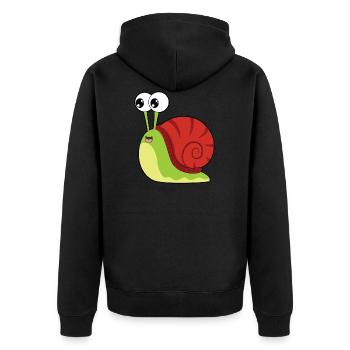 Schnecke - Unisex Premium Bio Zip Hoodie - Schwarz - Hinten - Nico (187cm)