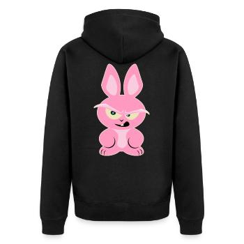 Pink Rabbit Shirt - Funny Rodent - Unisex Premium Organic Zip Hoodie - black - Back - Nico (187cm)