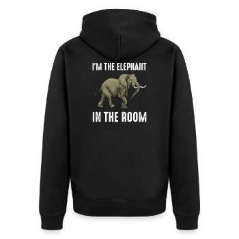 Safari - I'm The Elephant In The Room - Animal - Unisex Premium Bio Zip Hoodie - Schwarz - Hinten - Nico (187cm)