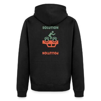 Bicycle Cycling - Solution - Pollution - Love - Unisex Premium Bio Zip Hoodie - Schwarz - Hinten - Nico (187cm)