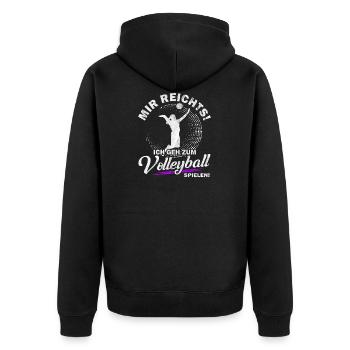 mir reichts geh Volleyball spielen Beachvolleyball - Unisex Premium Bio Zip Hoodie - Schwarz - Hinten - Nico (187cm)